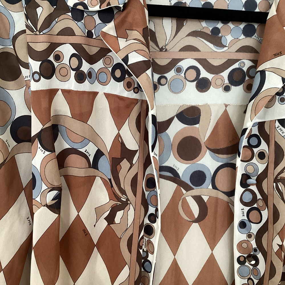 Emilio Pucci 1960s Harlequin & Circle Pattern Bed Jacket Robe Duster Size S/M - Picture 4 of 8